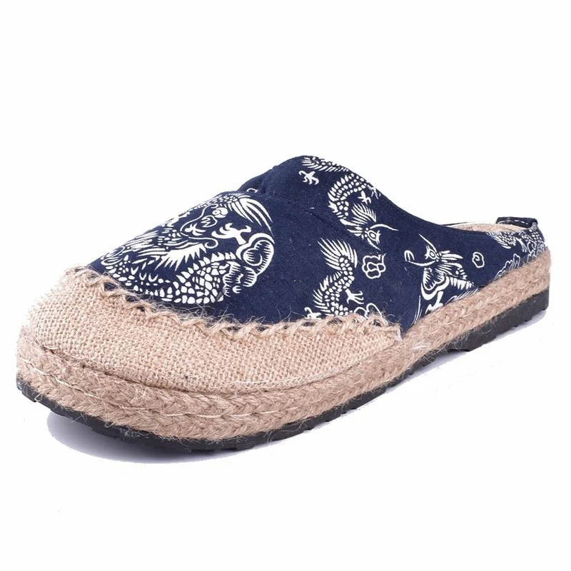 Vintage zachte flats teen katoen canvas stof schoenen vrouw