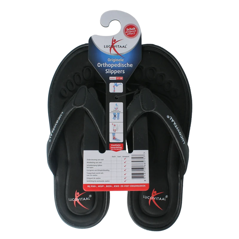 Lucovitaal Orthopedische slipper 37-38 zwart 1.00 Paar