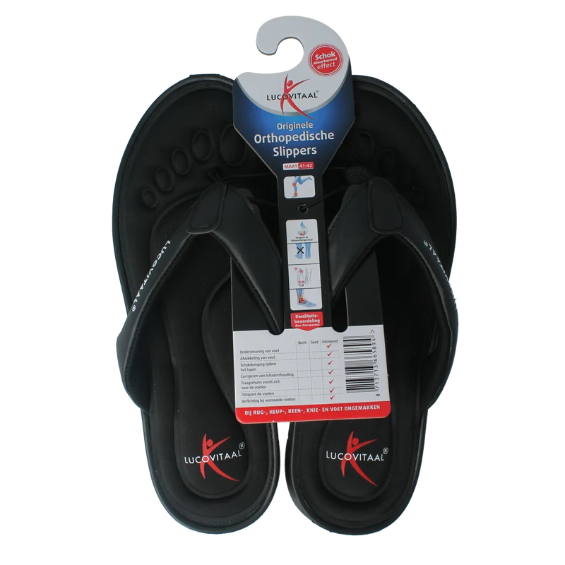 Lucovitaal Orthopedische slipper 41-42 zwart 1.00 Paar