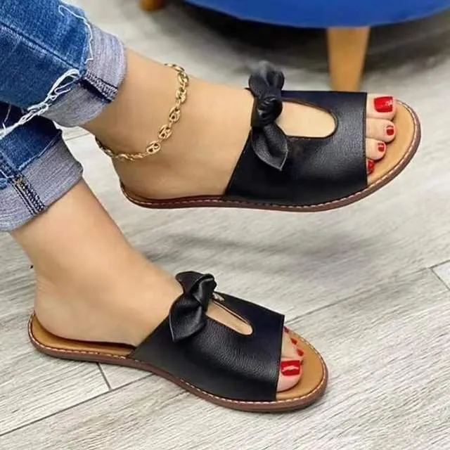 Mode Strik Platte Sandalen Sandalen Comfortabele Zachte Bodem Schoenen
