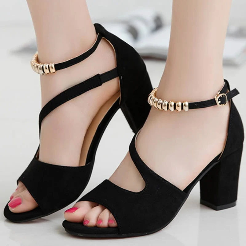 Zomer sexy holle Romeinse sandalen casual hoge hakken met kralen