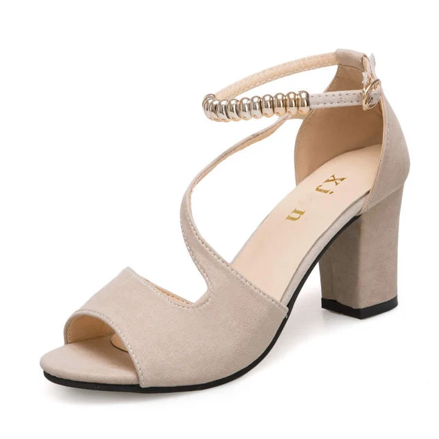 Zomer sexy holle Romeinse sandalen casual hoge hakken met kralen