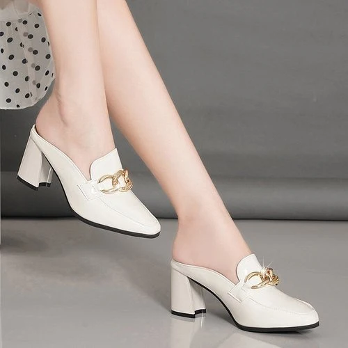 Pantoffels voor dames met hakken Dekken zachte comfortabele rubberen gesp Luxe hakken