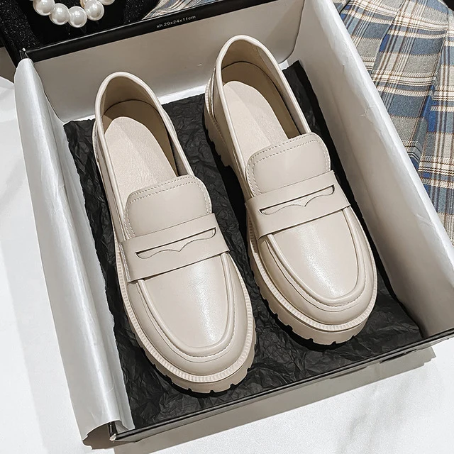 Mode vrouwelijke Britse stijl lederen platform lente schoenen