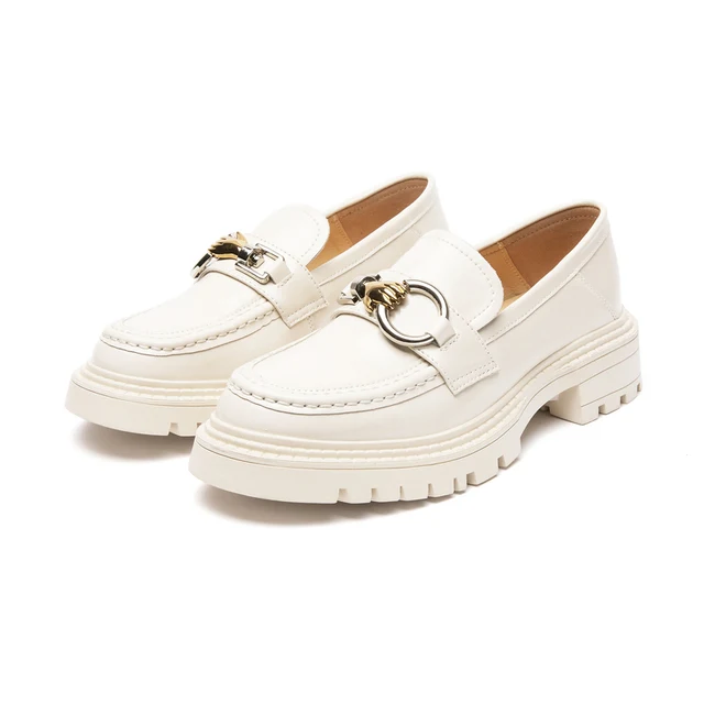 Echt leer dames luie schoenen platform slip op loafers