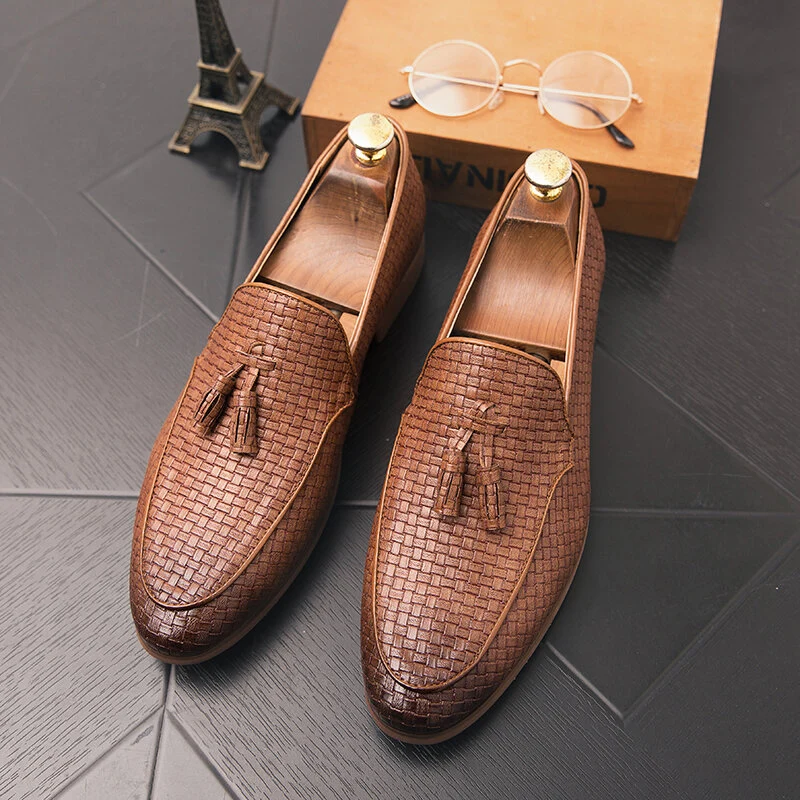 Geweven detail kwast decor slip op zakelijke casual zachte heren kleding schoenen