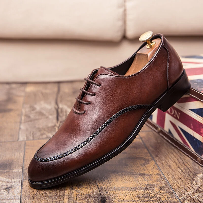 Strakke gestikte antislip veterschoenen voor heren, zacht zakelijk casual herenschoenen