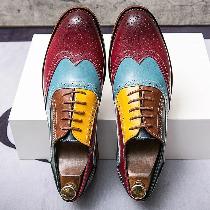 Oxford schoenen voor heren Zakelijke kledingschoen Kleurrijke veterschoenen