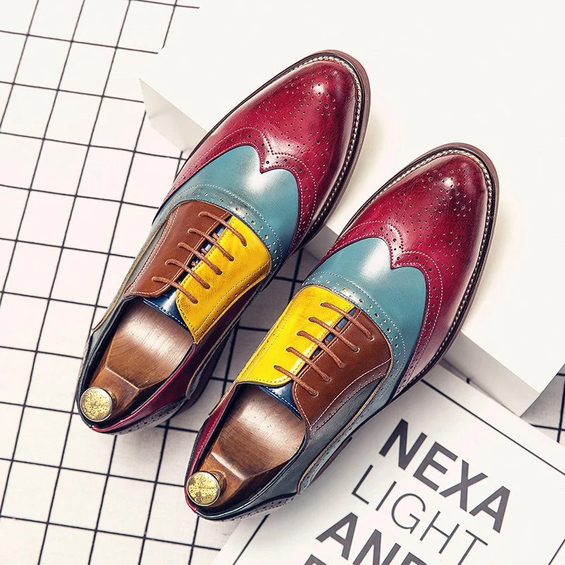 Oxford schoenen voor heren Zakelijke kledingschoen Kleurrijke veterschoenen