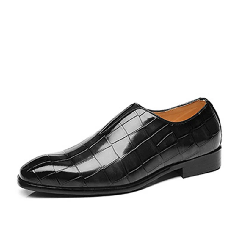Lederen zachte zool puntige teen krokodil patroon slip op casual kleding heren kleding schoenen