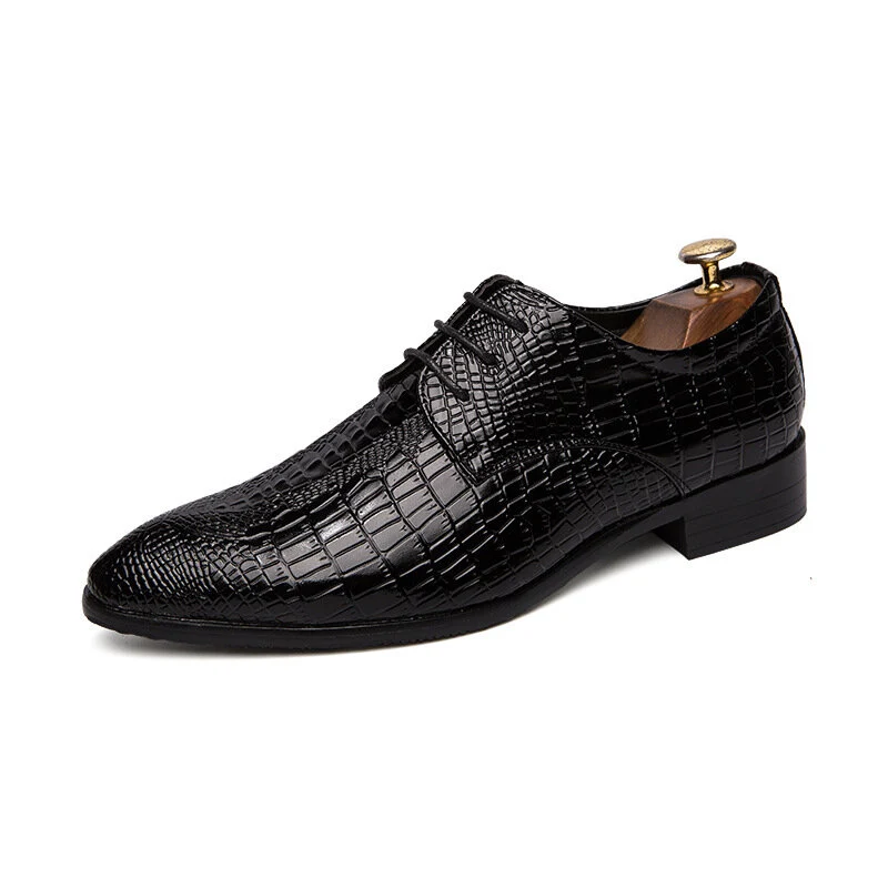 Krokodil Aderen Lace-up Puntige Toemal Zakelijke Jurk Heren Kleding Schoenen