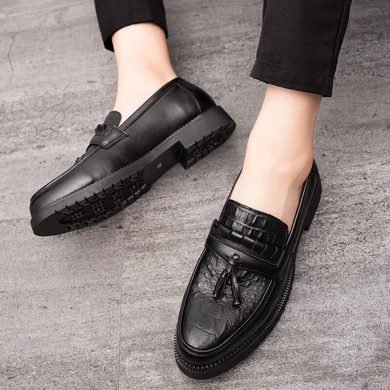 Microfiber zachte onderkant puntige teen effen casual zakelijke herenkleding schoenen