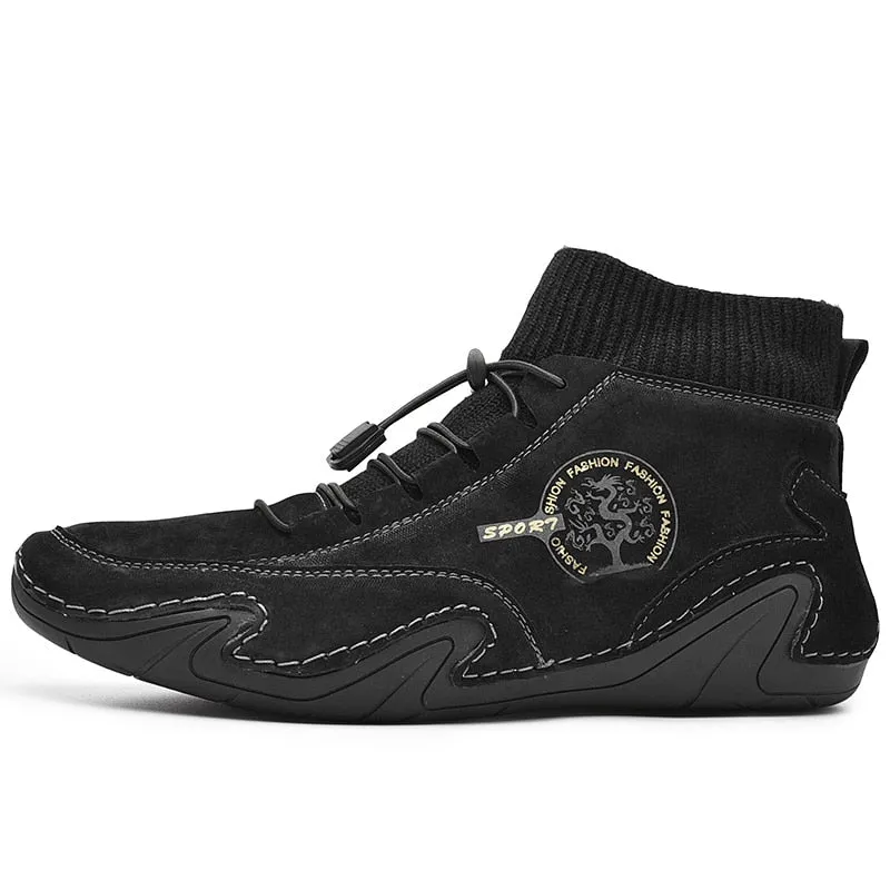 Mode Lederen Laarzen Mannen Sneeuw Casual Schoenen Mannen Outdoor Licht Enkel Antislip Warm