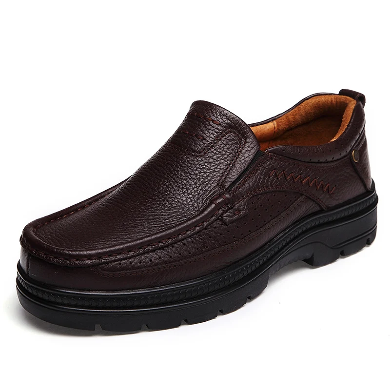 Zakelijke schoenen Zwartbruine laarzen, bovenlaag van rundleer