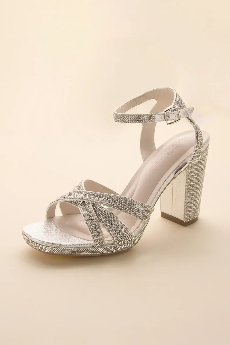 Crystal Encrusted X-Strap Platform Sandals