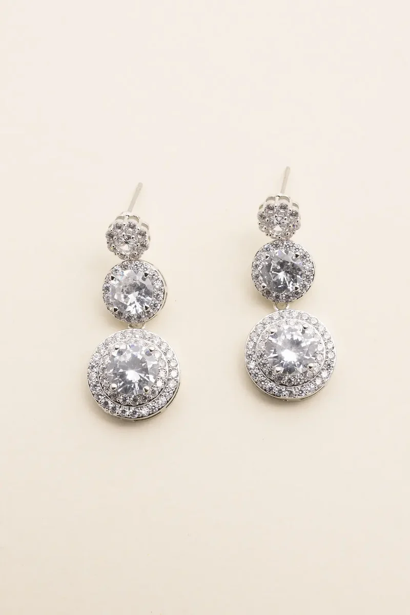 Halo Cubic Zirconia Drop Earrings