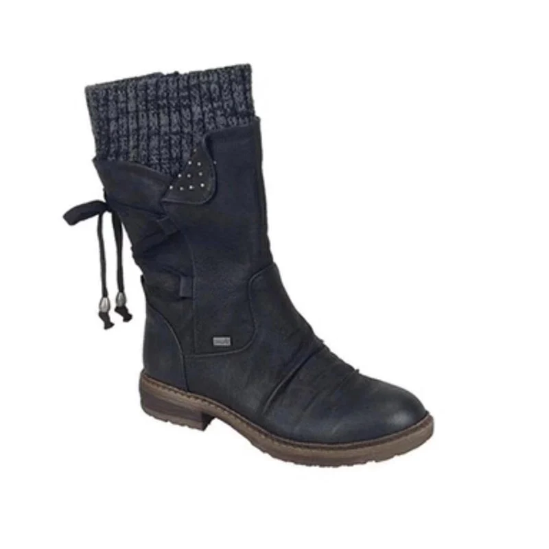 Dames Halfhoge Laarzen Winter Vrouw Warme Zip Snowboots Vrouwelijke PU Leer Effen Naaien Platform Schoen
