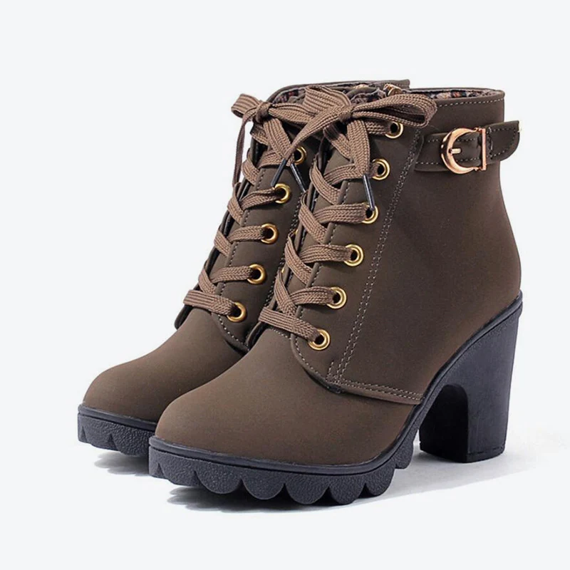 Hoge hakken dikke hak korte laars 6cm