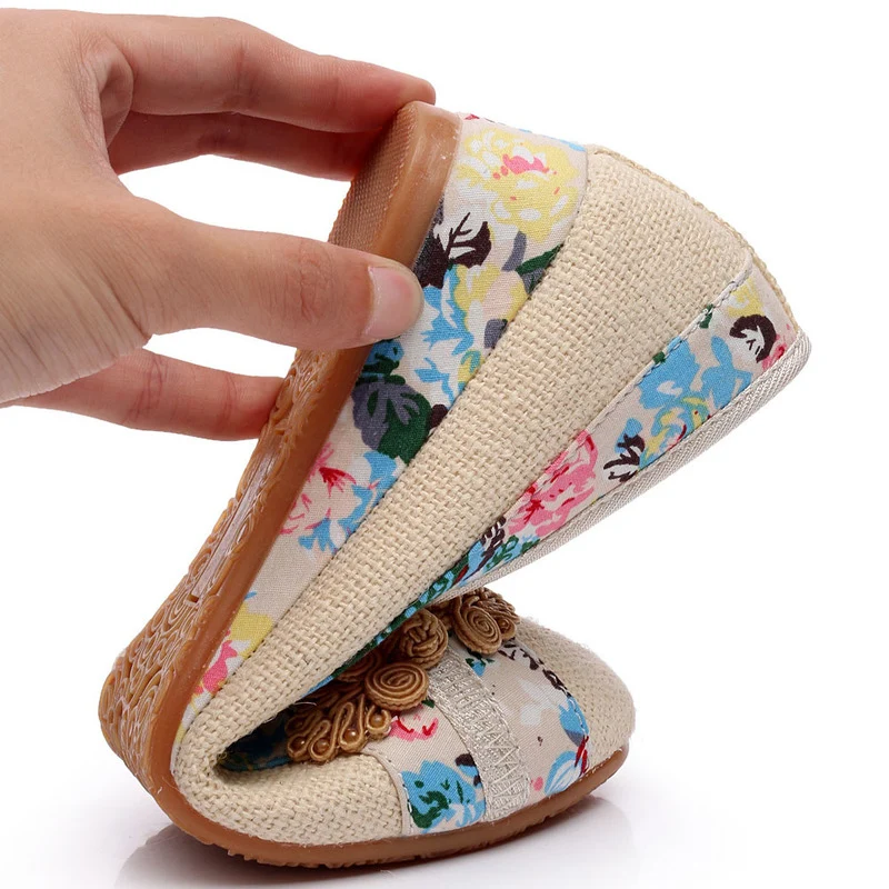 Retro Flats Bloem Borduurwerk Canvas Linnen Schoenen