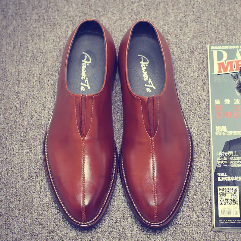 Puntige Britse retro casual formele schoenen voor heren Barber Business Koreaanse Oxfords lederen schoen