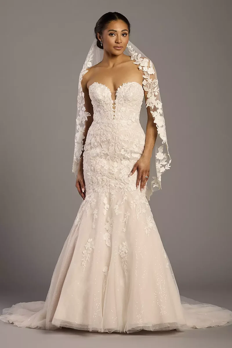 Floral Applique Mid-Length Veil