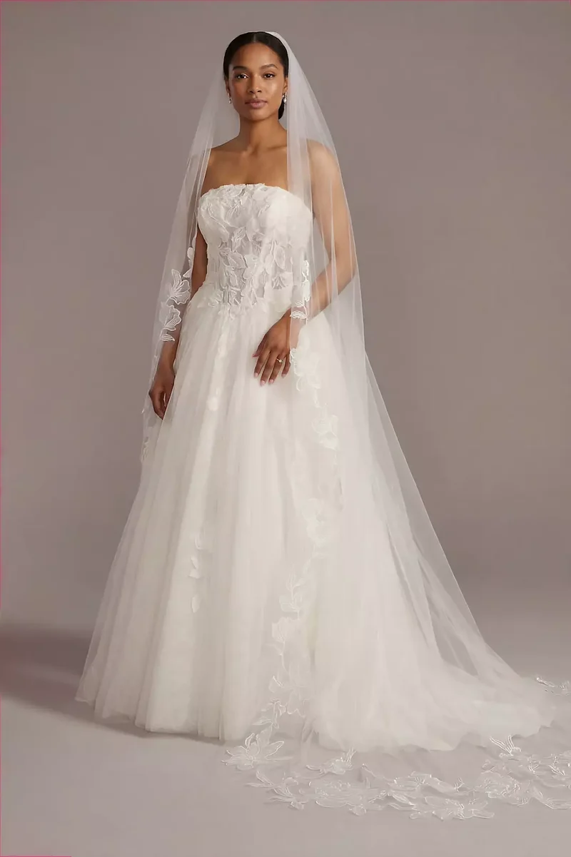 Etched Floral Cathedral Veil