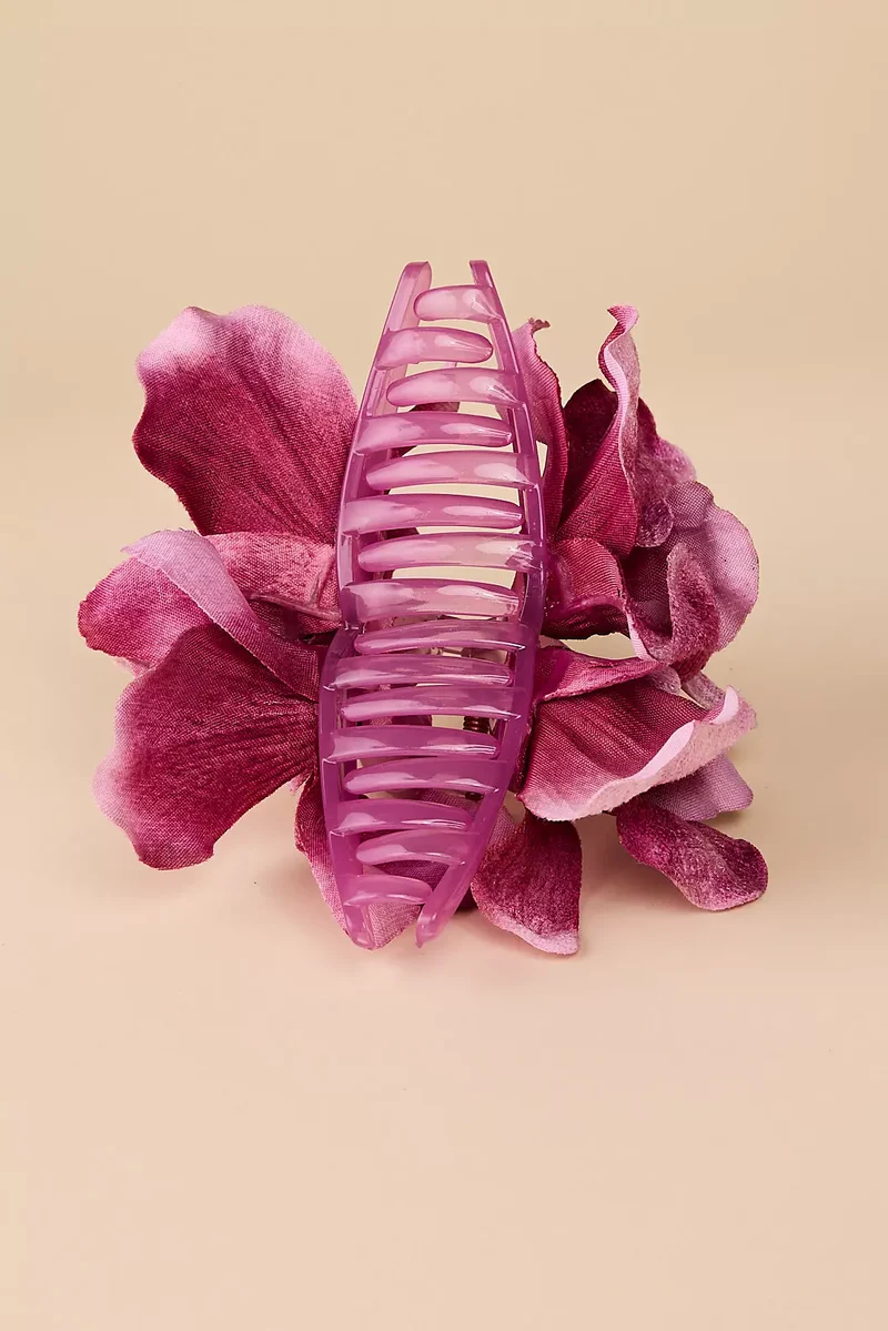 Fuchsia Fabric Flower Jaw Clip