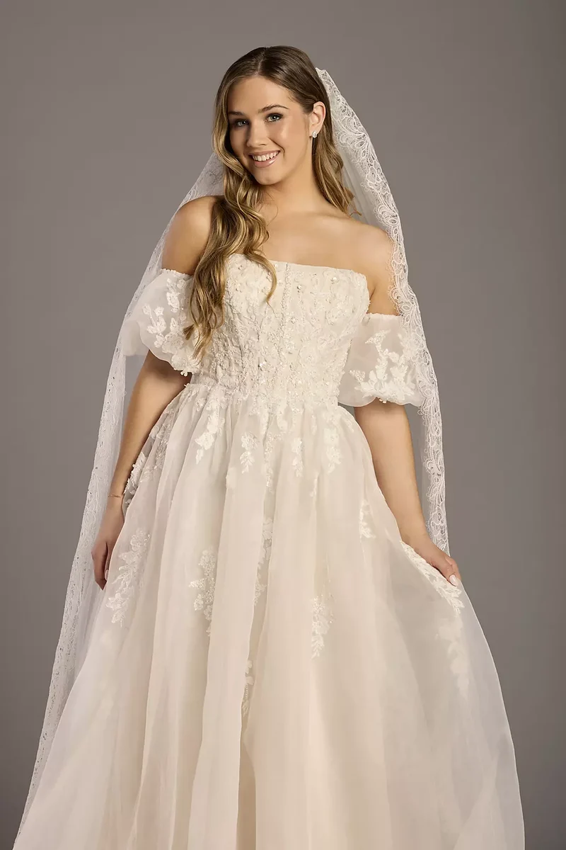 Ornate Floral Trim Cathedral Veil