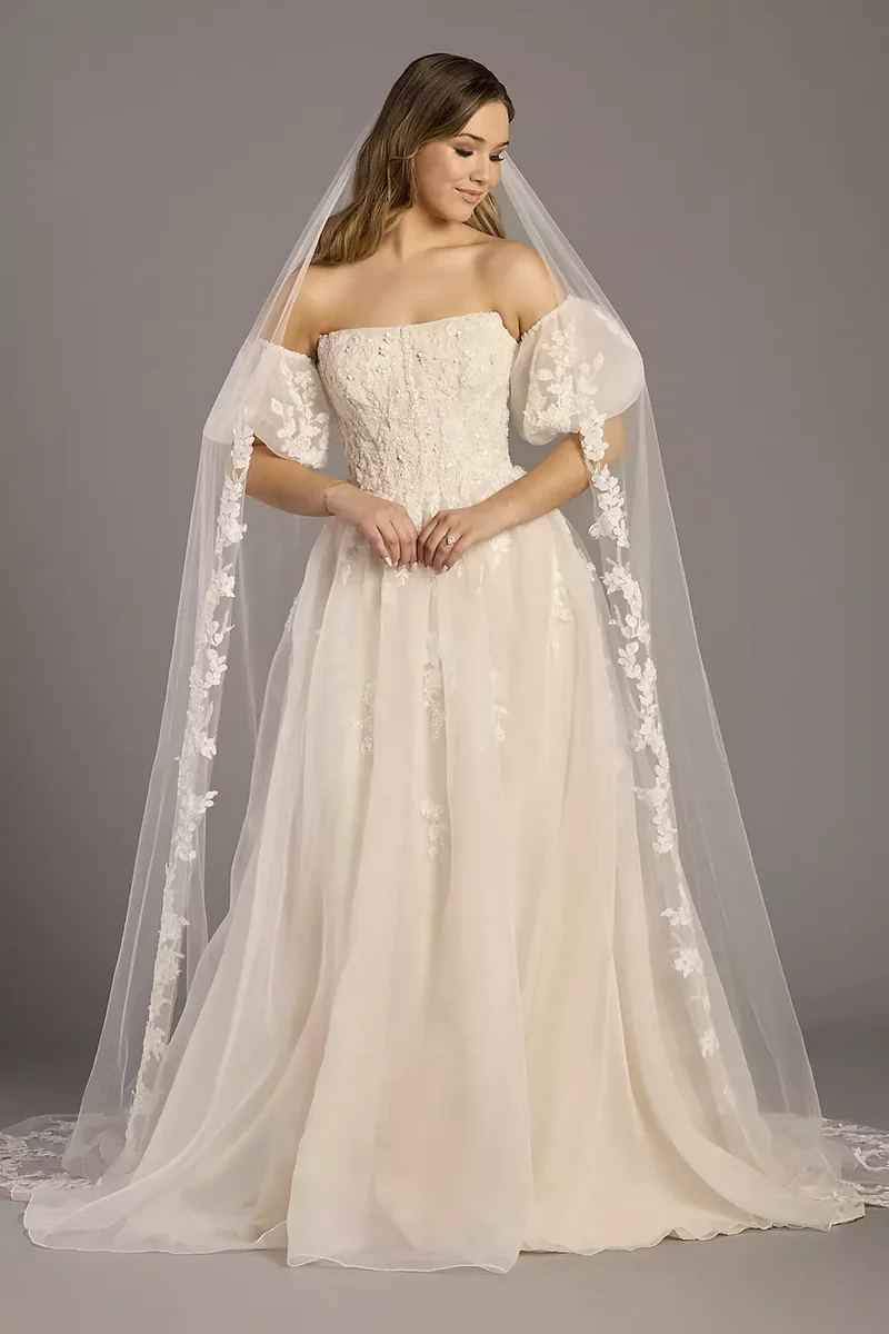 Cathedral Veil with 3D Floral Appliques