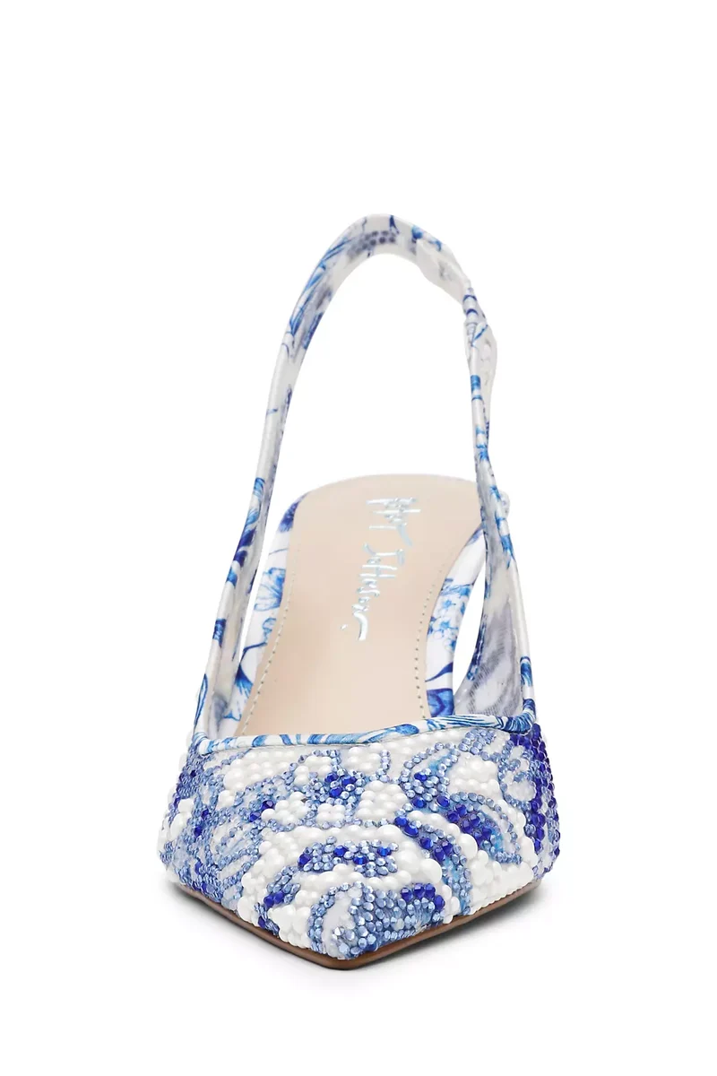 Floral Embellished Slingback Heels