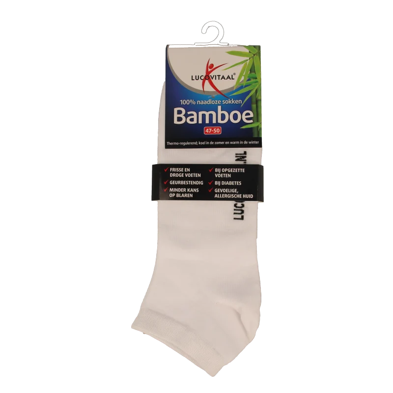 Lucovitaal Bamboe enkelsok wit maat 47-50 1 Paar