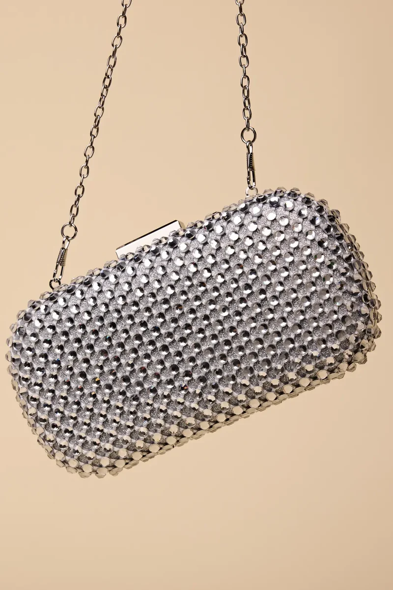 Crystal Embellished Minaudiere Clutch
