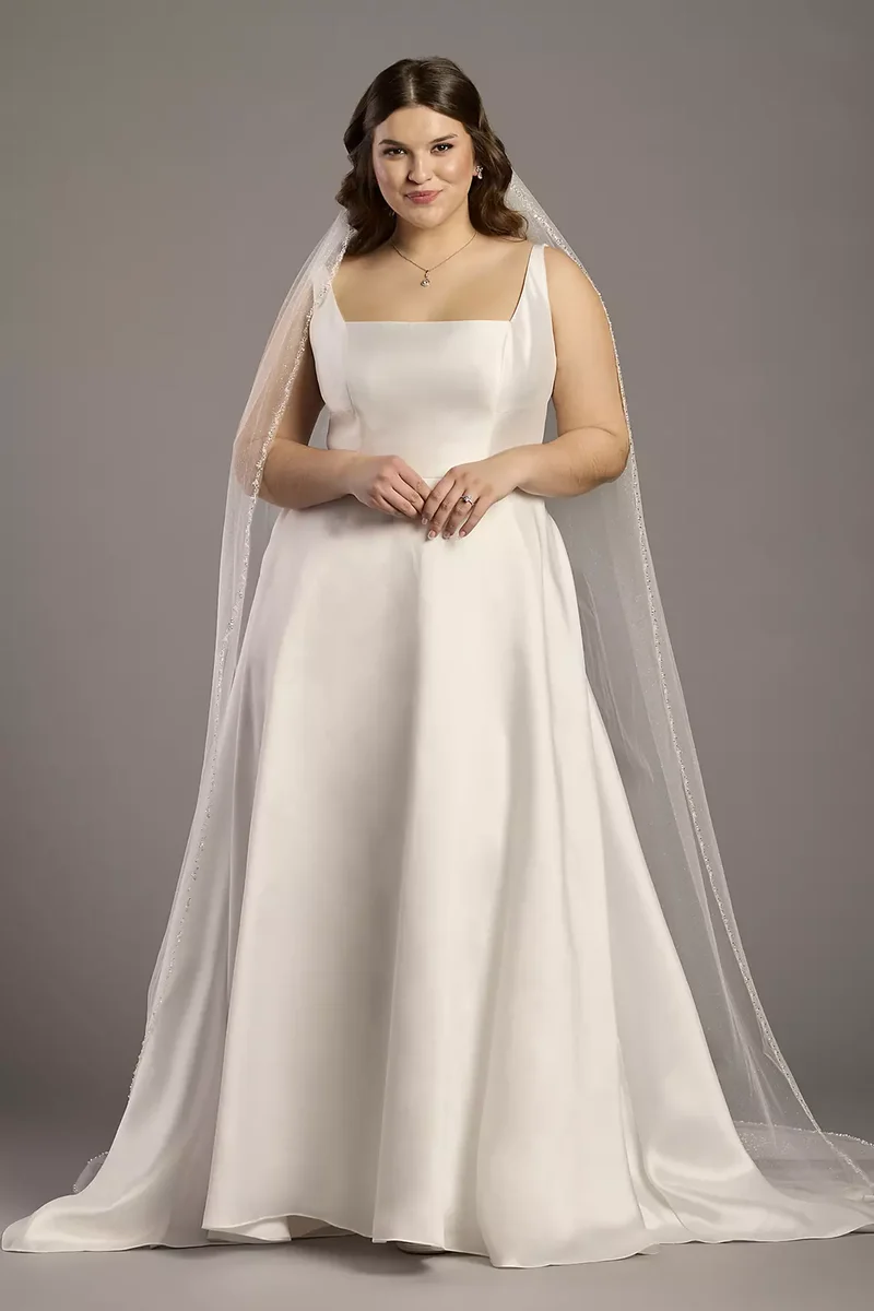 Lace-Trimmed Black Tulle Mid-Length Veil