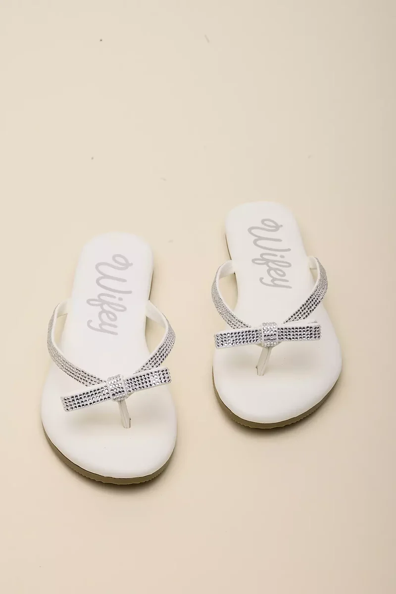 Wifey Rhinestone Bow Flip Flips