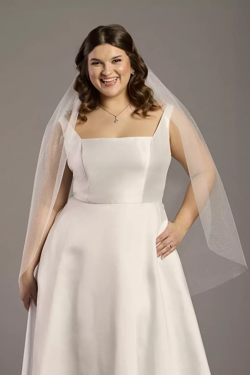 Shimmer Tulle Raw Edge Mid-Length Veil