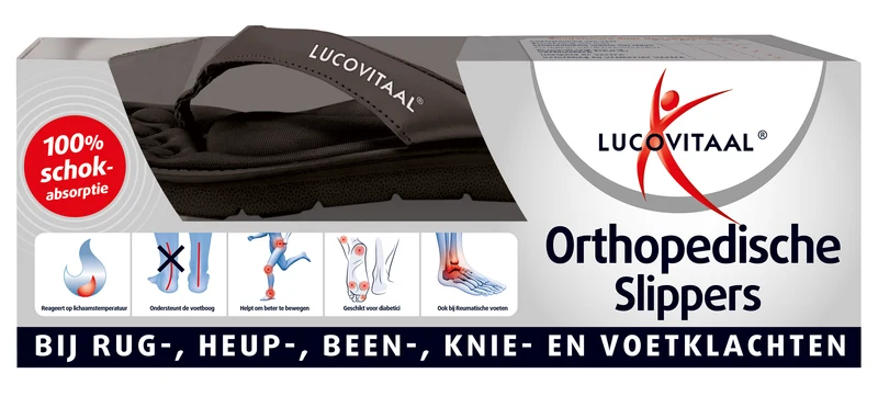 Lucovitaal Orthopedische slippers maat 45-46 zwart 1.00 Paar