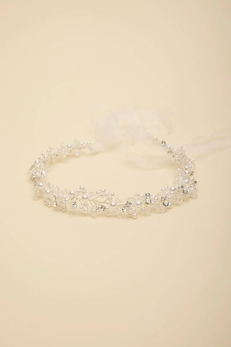Pearl and Crystal Tie-Back Headband