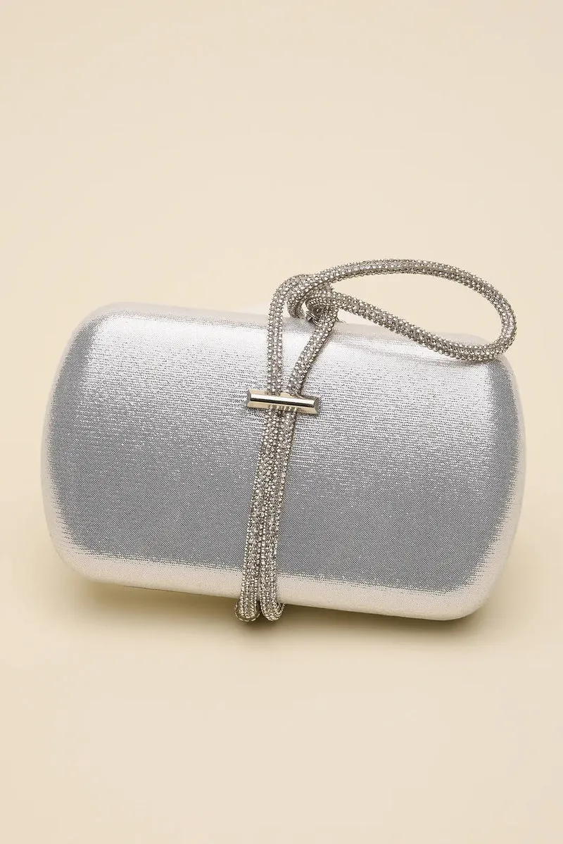 Metallic Clutch with Crystal Rope Closure