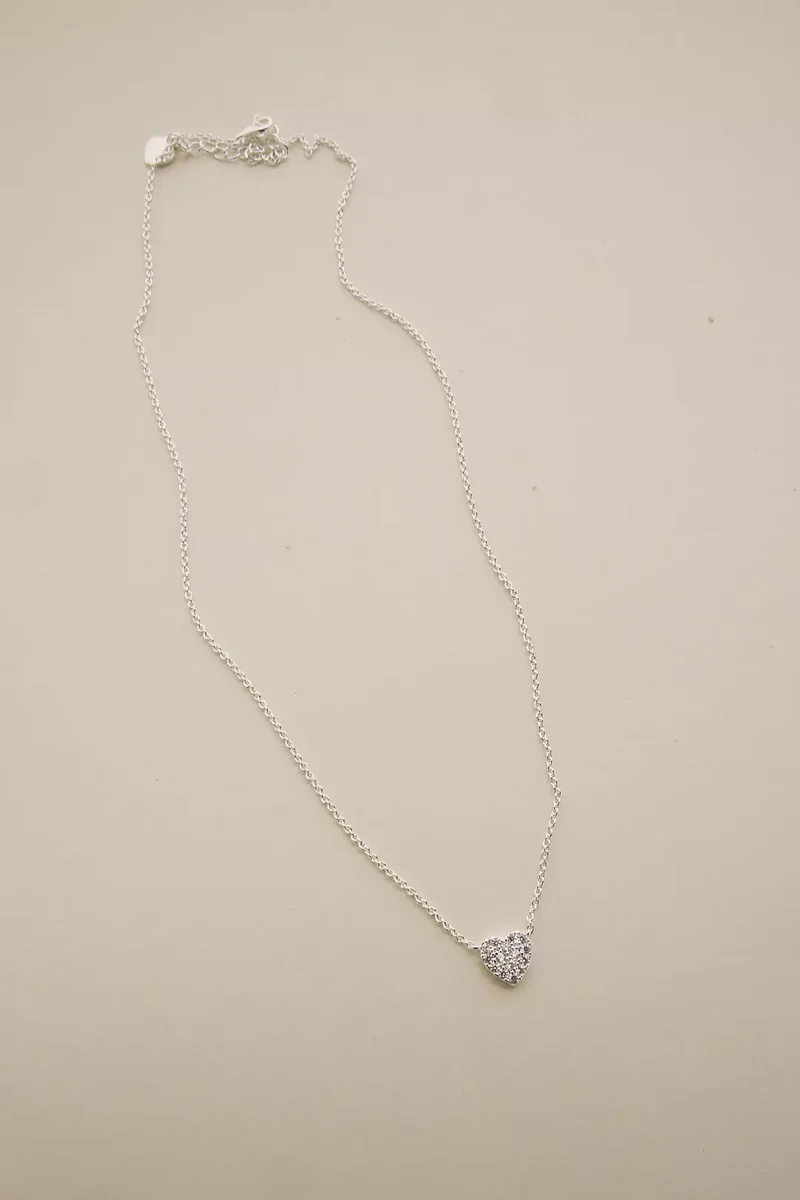 Rhinestone Heart Necklace and Earring Set