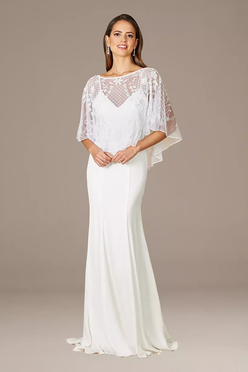 Lara Georgina Beaded Pull-On Bridal Capelet