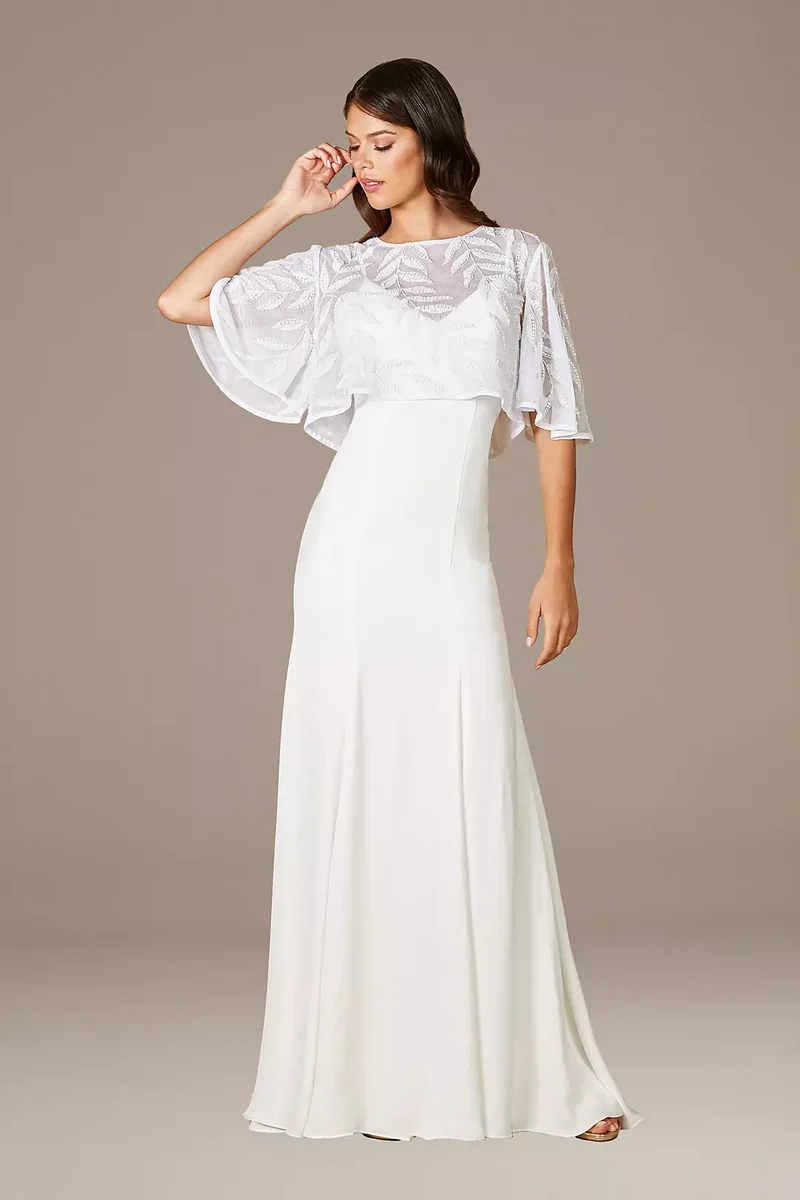 Lara Gilly Boho Beaded Pull-On Bridal Capelet