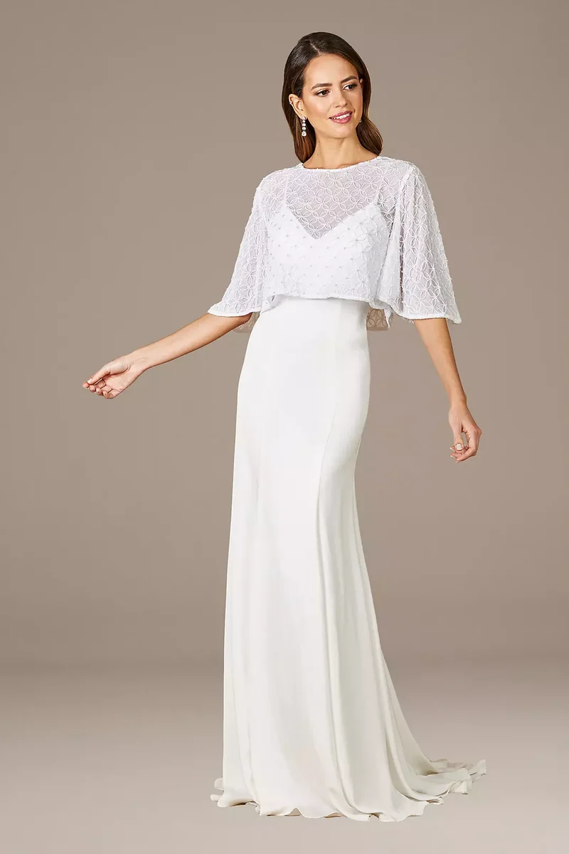 Lara Gina Beaded Tulle Capelet