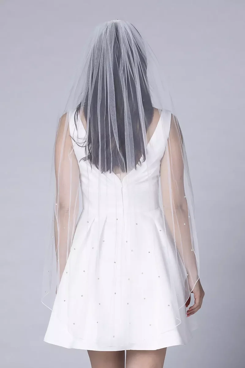 Rhinestone Pencil Trim Mid-Length Veil