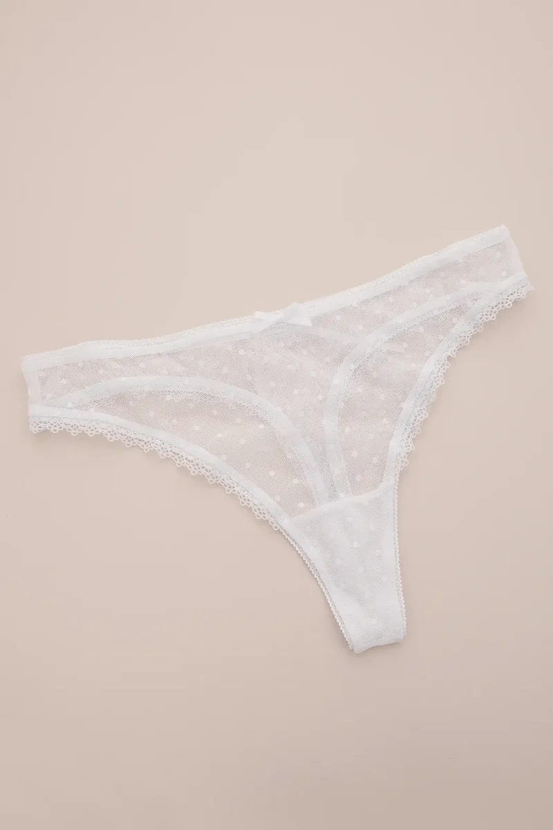 Swiss Dot Veil Thong