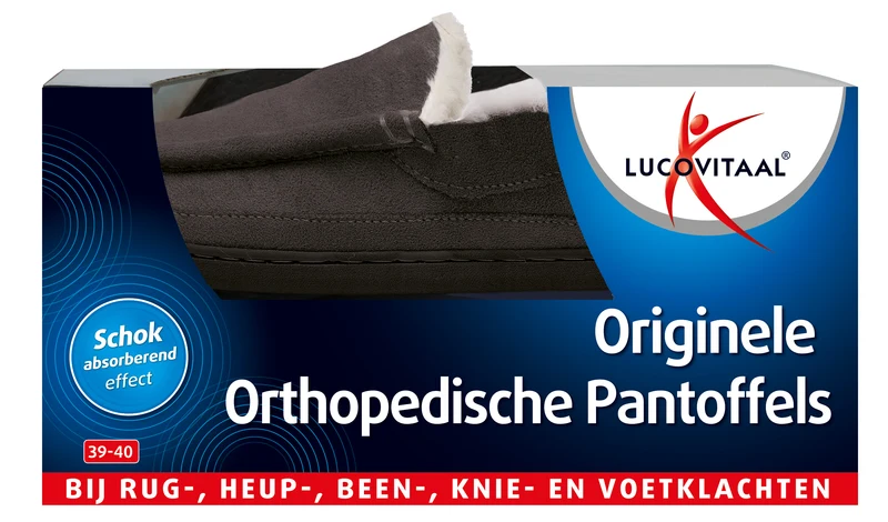 Lucovitaal Orthopedische pantoffels antraciet maat 39-40 1.00 Paar