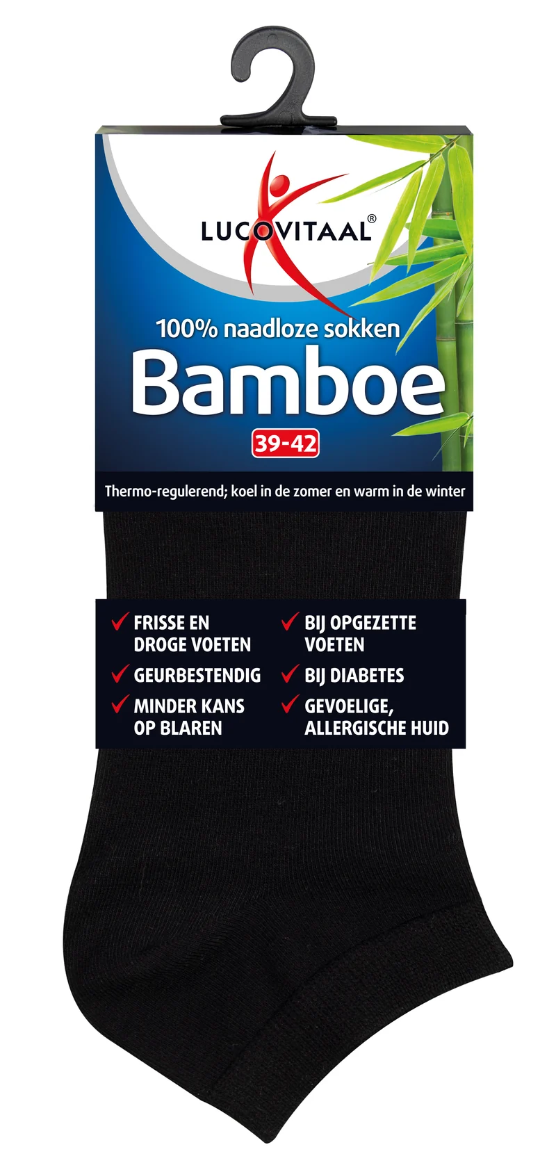 Lucovitaal Bamboe enkelsok zwart maat 39-42 1.00 Paar