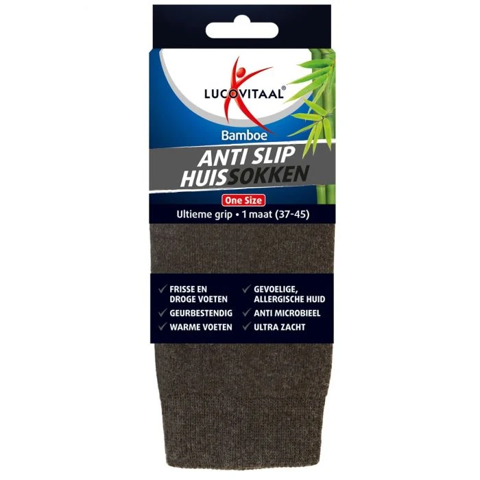 Lucovitaal Bamboe huissokken anti slip one size 1.00 Paar