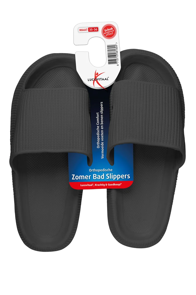Lucovitaal Orthopedische badslipper 35-36 zwart 1.00 Paar