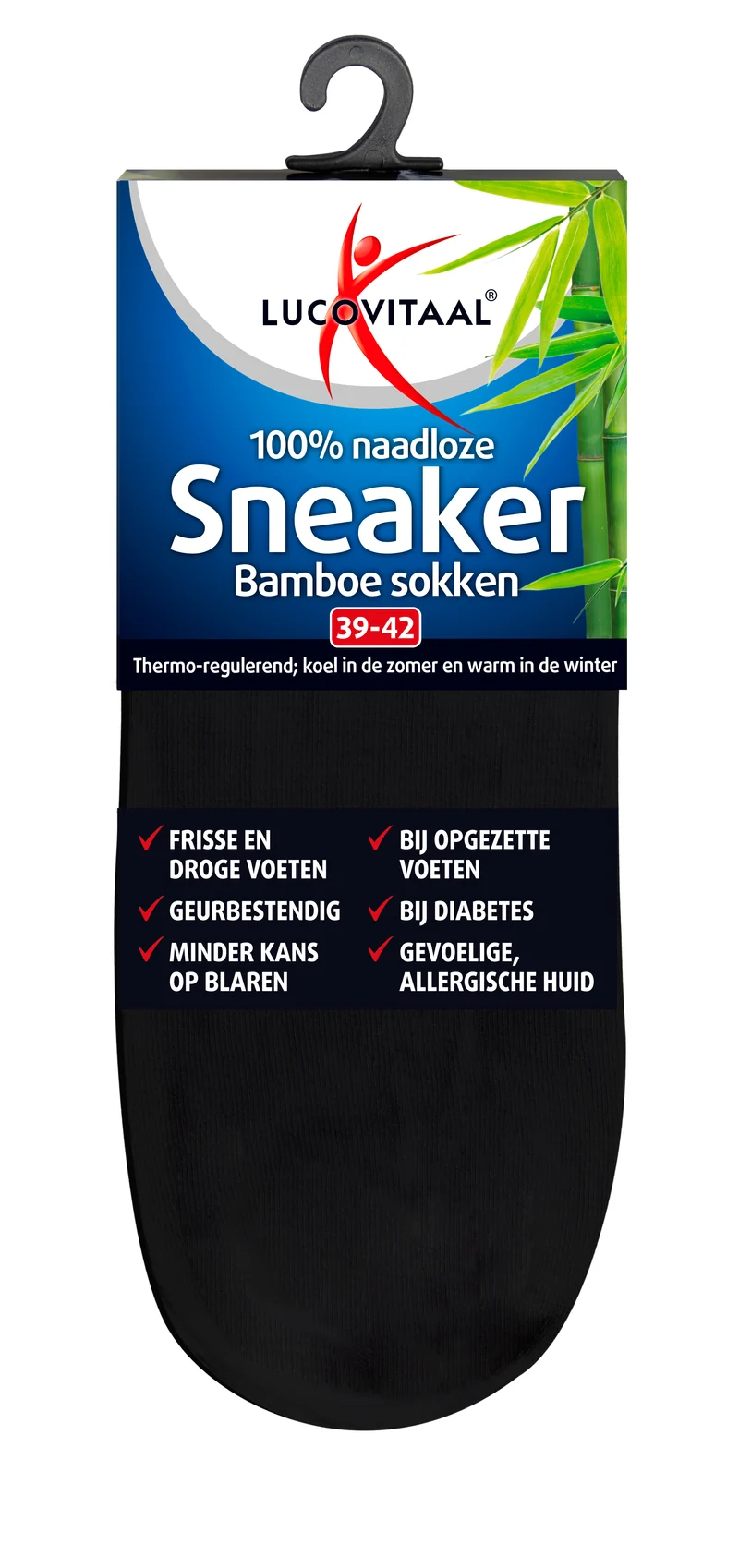 Lucovitaal Bamboe sneakersok zwart maat 39-42 1.00 Paar